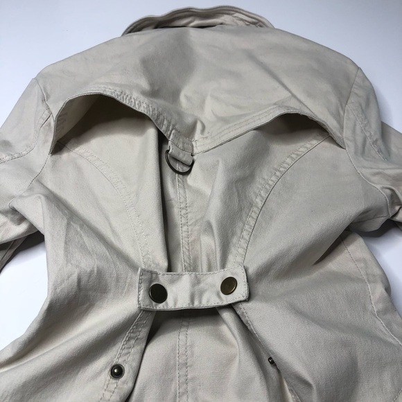 armorjeans Cream Stretchy Vintage Button Long Military Belt Trench Coat Jacket - Picture 13 of 16